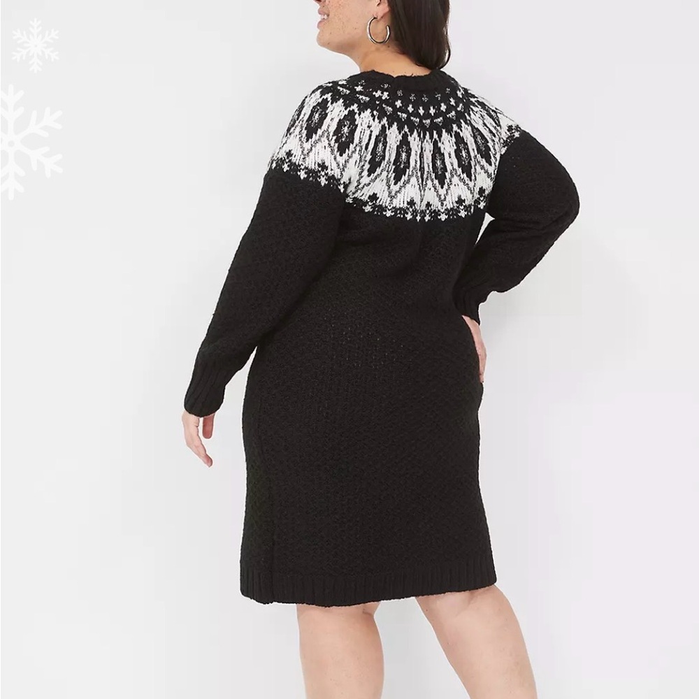 NWT Lane Bryant Black and White Patterned Sweater dress - Picture 2 of 5